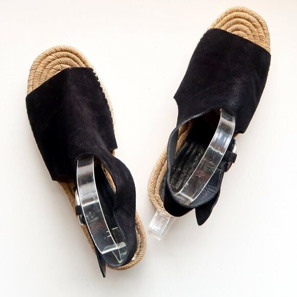 Rag & Bone Calla Black Suede Leather Espadrille Wedge Slingback Open Toe Sandals - Picture 12 of 15